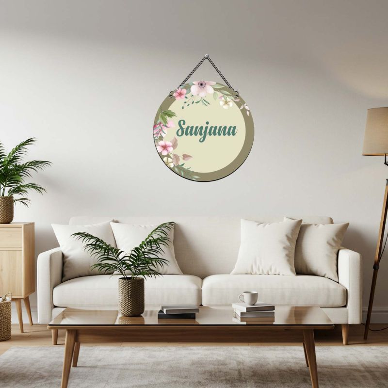 Personalized Floral Theme Name Plate Door Hanging  Custom With Wooden Door Hanger Nursery Wall Decor for Girls  Wall Art for Home, Bedroom & Office Decor